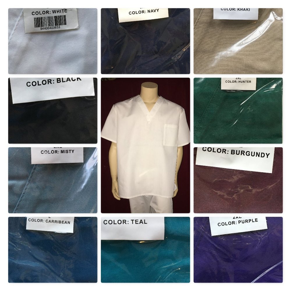 SET of 2 - 3XL V-Neck Scrub Top Men Women PRISM Medical Nursing Uniform 1 Pocket